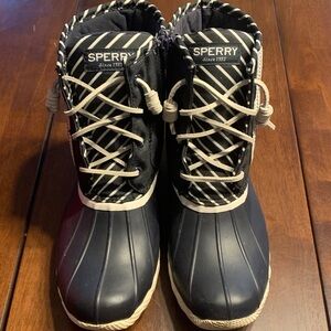 Sperry Navy and White Ankle Boots